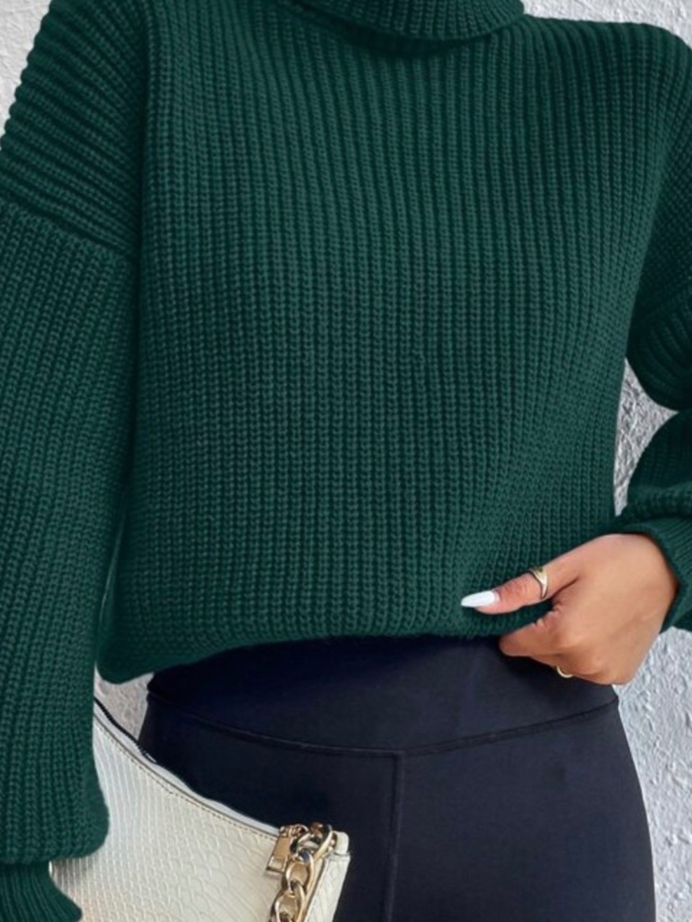 Chunky knit turtleneck forest green small women EUC